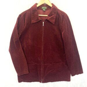 Vintage Dockers Zip Up Velveteen Jacket Womens Large Red 90s Y2K Boxy Academia